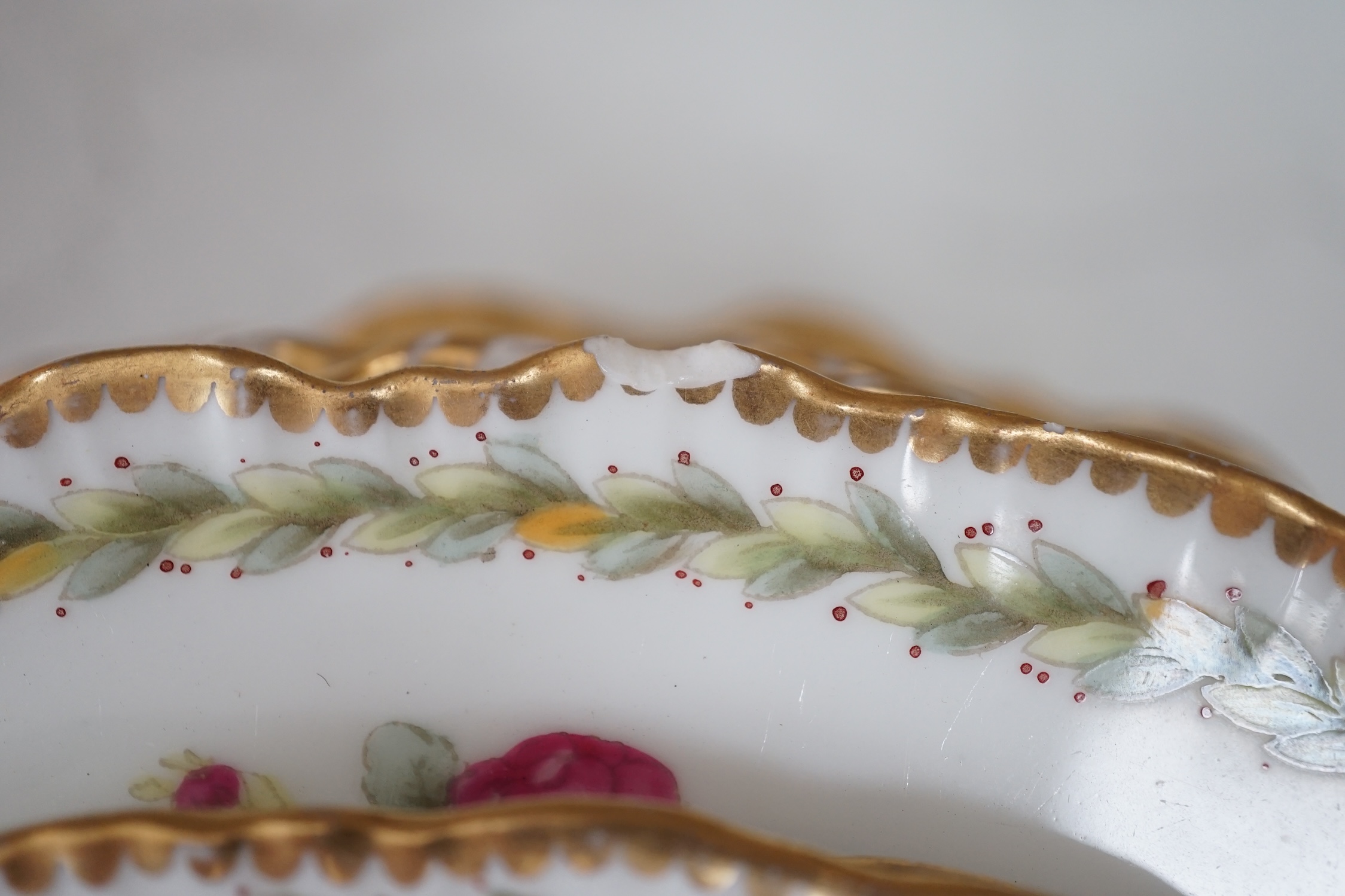 A Cauldon china floral-painted part dinner service. Condition - fair